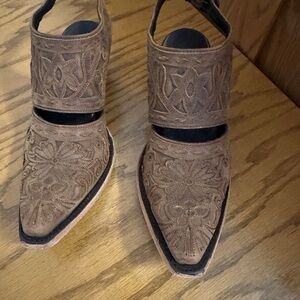 Elegant Brown Embroidered Ankle Booties